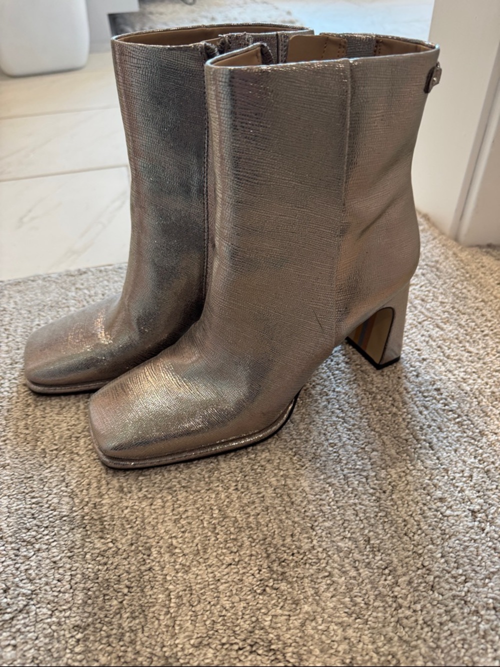 Sam Edelman silver shimmer boots